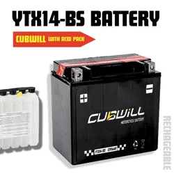 Ytx14 Maintenance Free AGMMotorcycleBattery 12V 12ah forHondaVfr800 Interceptor Suzuki Gsx-R750 Kawasaki Ninja Zx-6r Motorbike ReplacementPartsWholesale