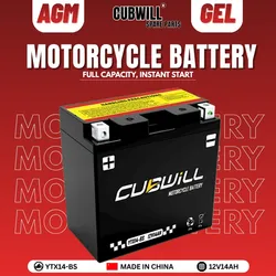 Ytx14-BS Premium AGM TechnologyMotorcycleBattery 12V 12ah 200CCA No Free Acid Spill Proof Design forHondaShadow SpiritVt1100Suzuki Intruder 1500