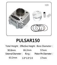 Ningbo HSP Machinery Co.,Ltd. MotorcycleSparePartsCylinder Block Piston Ring Kit for BAJAJ PULSAR150 UG4 PULSAR 180 UG4