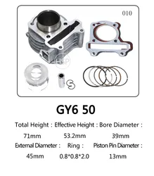 High Quality Scooter EnginePartsMotorcycleCylinder Kit forHondaGY6 50