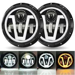 7" LEDMotorcycleTruck Auto Running Light Front Headlight for Jeep HarleyMotorcycle
