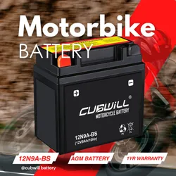 12n9a-BS 12V 9ah 130 CCA Lead Acid Gel Battery AGMMotorcycleBattery Replaces Yb9 12n9-4b-1 Direct Fit forHondaCB160, Kawasaki A1 & 125cc-175 Bikes