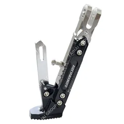 YamamotoMotorcycleSparePartsUniversal Silver Side Stand Kickstand Thicken Aluminum CNC Adjustable Support Frame Leg forYAMAHANmax155Honda Suzuki