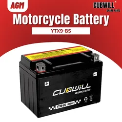 Ytx9 12V9ah AGMMotorcycleBattery for Honda Cbr250r Cbr600f CB400sf Kawasaki Ninja 250/400 Zx-6r Z800 Z900 Suzuki Gsx250r Gsxr600 Gsx-R400YAMAHAFzr400rr